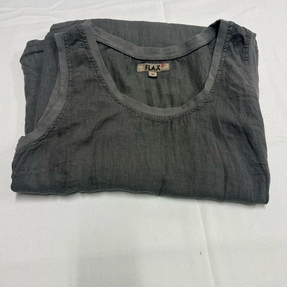 FLAX Serene Dress Linen Maxi Gray Slate Sleeveless Lagenlook Dress Size M - Picture 14 of 15